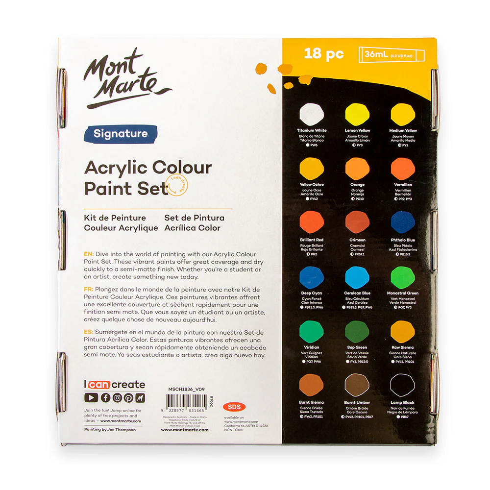 Acrylic Colour Paint Set Signature 18pc x 36ml - Image 4