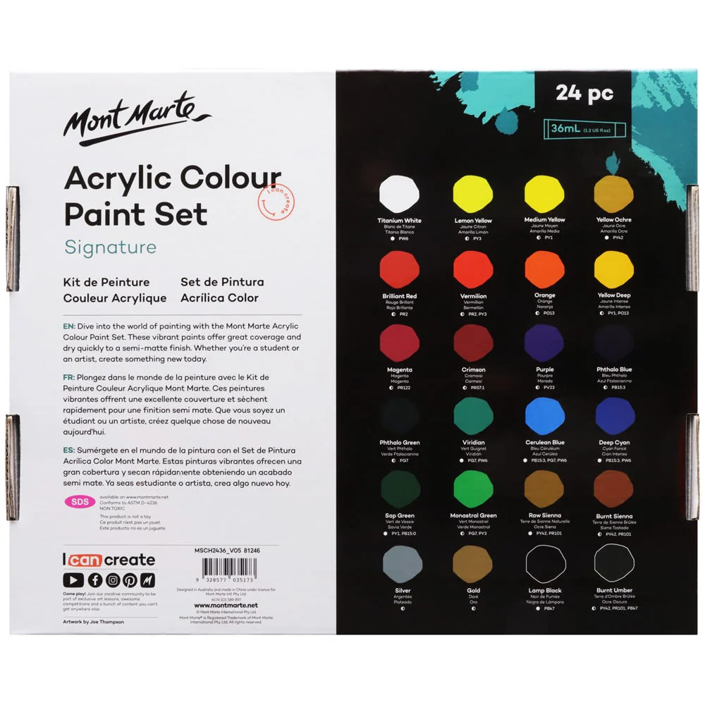 Acrylic Colour Paint Set Signature 24pc x 36ml - Image 2