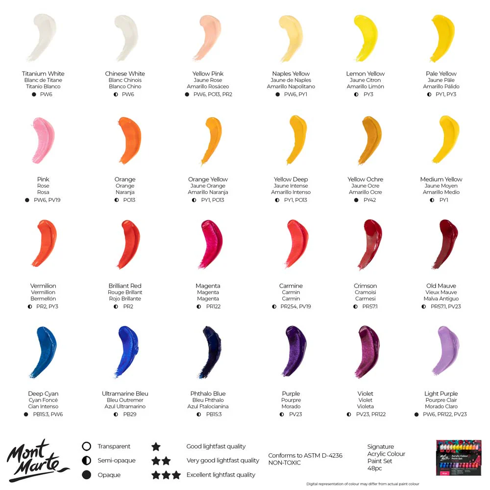 Acrylic Colour Paint Set Signature 48pc x 36ml - Image 10