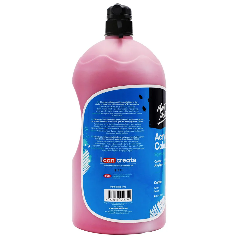 Acrylic Colour Paint Signature 2L Bottle with Pump – Cerise - Image 2