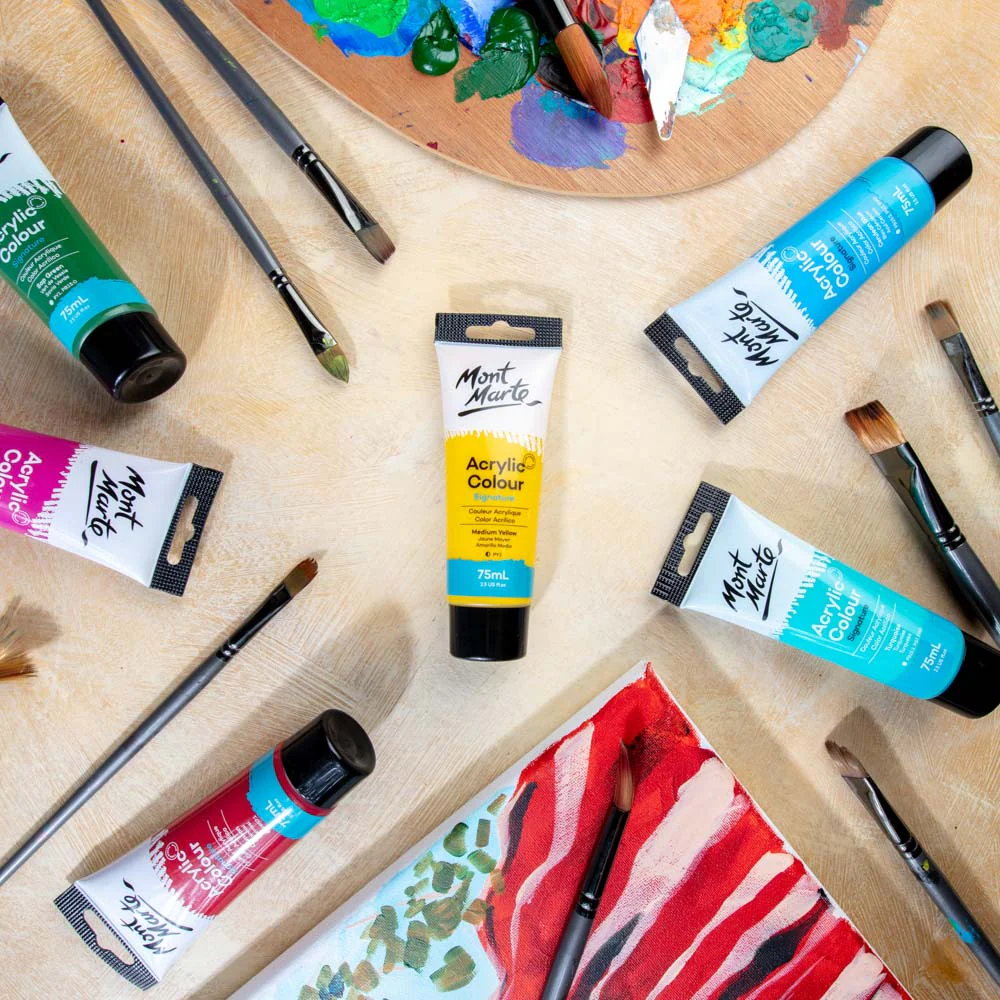 Acrylic Colour Paint Signature 75ml Tube - Medium Yellow - Image 8