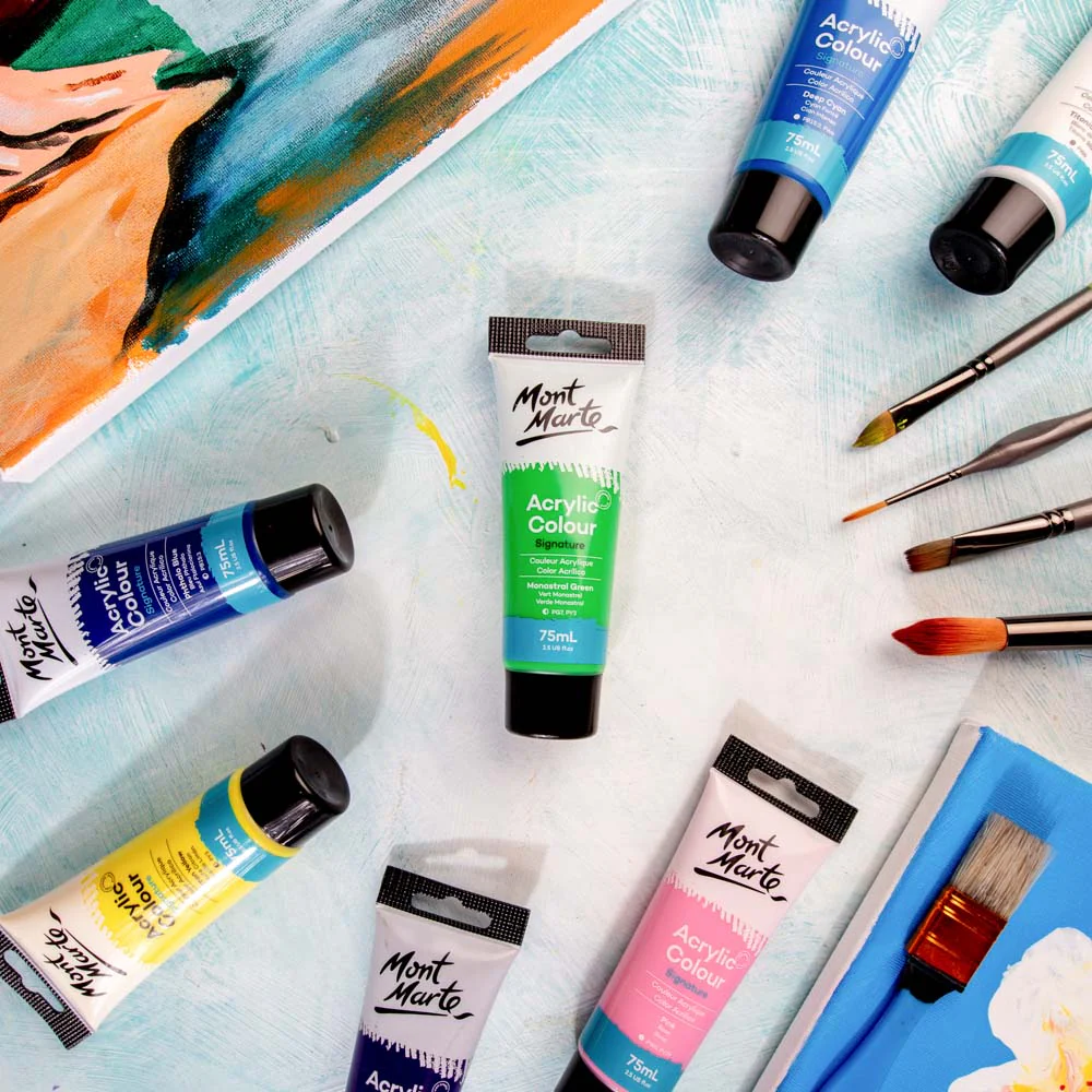 Acrylic Colour Paint Signature 75ml Tube - Monastral Green - Image 7