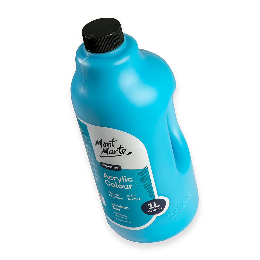 Acrylic Colour Signature 1L Bottle with Pump - Cerulean Blue - Image 5