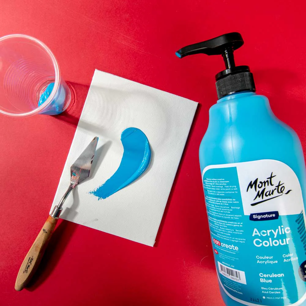 Acrylic Colour Signature 1L Bottle with Pump - Cerulean Blue - Image 7