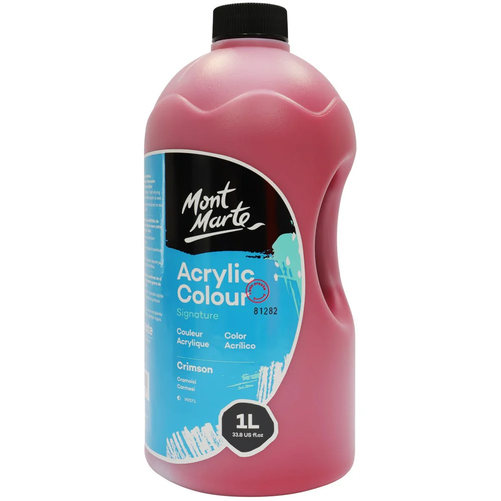 Acrylic Colour Signature 1L Bottle with Pump - Crimson - Image 3