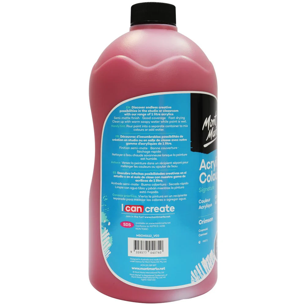 Acrylic Colour Signature 1L Bottle with Pump - Crimson - Image 4
