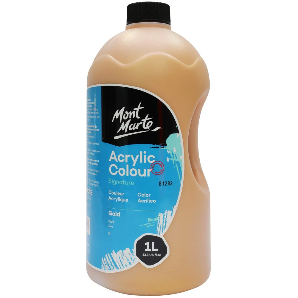 Acrylic Colour Signature 1L Bottle with Pump - Gold - Image 4