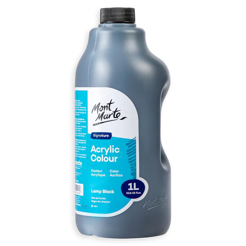 Acrylic Colour Signature 1L Bottle with Pump - Lamp Black - Image 3