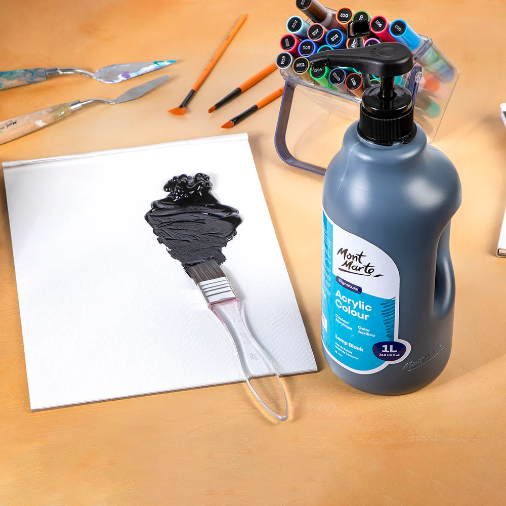Acrylic Colour Signature 1L Bottle with Pump - Lamp Black - Image 8