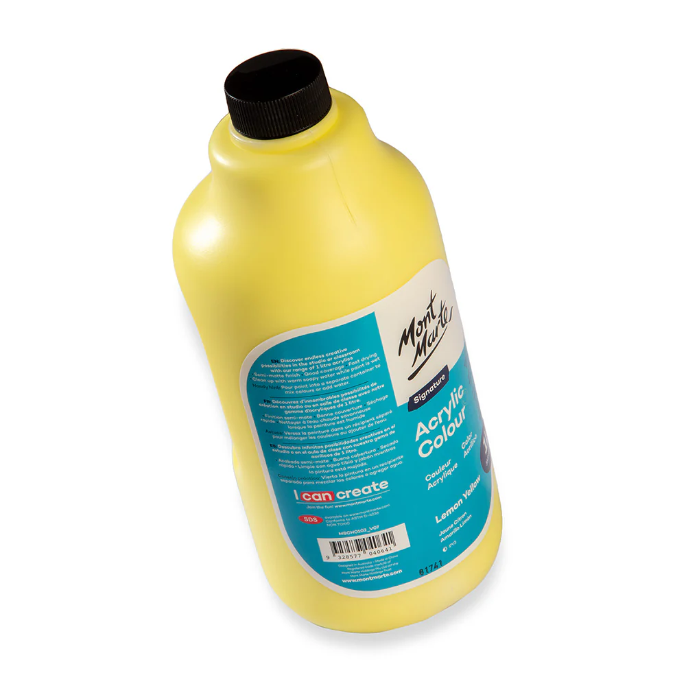 Acrylic Colour Signature 1L Bottle with Pump - Lemon Yellow - Image 6