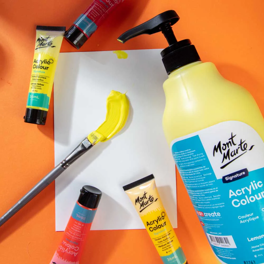 Acrylic Colour Signature 1L Bottle with Pump - Lemon Yellow - Image 8