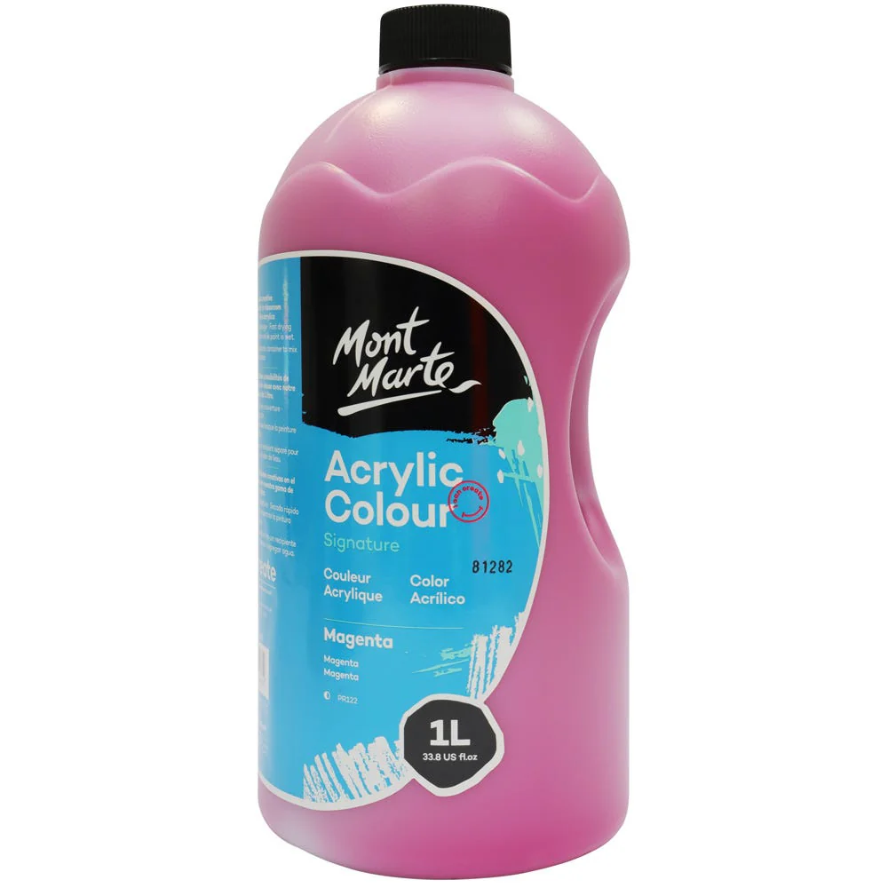 Acrylic Colour Signature 1L Bottle with Pump - Magenta - Image 3