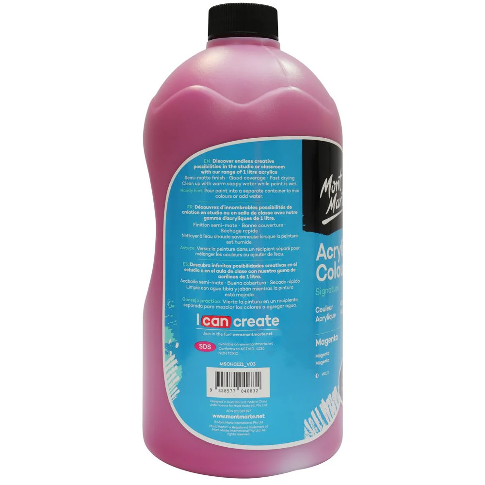 Acrylic Colour Signature 1L Bottle with Pump - Magenta - Image 4
