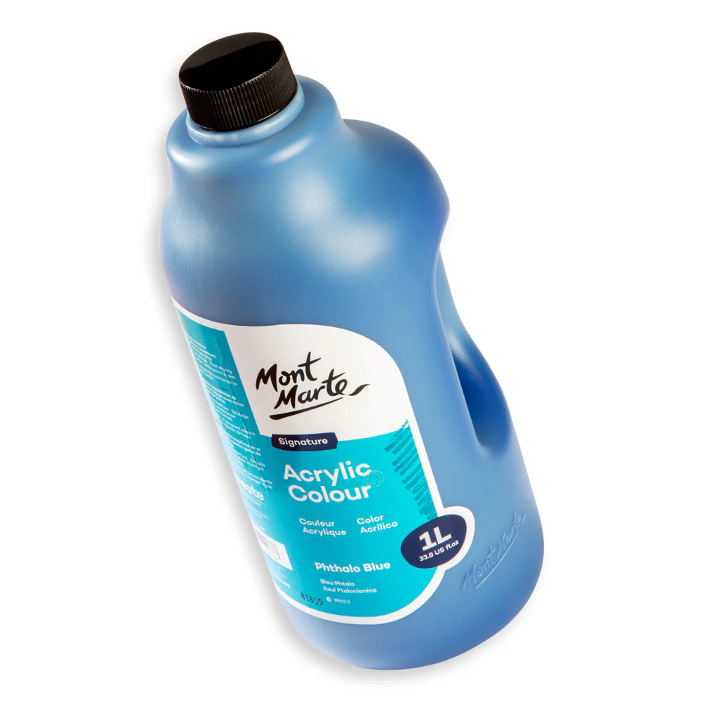 Acrylic Colour Signature 1L Bottle with Pump - Phthalo Blue - Image 5