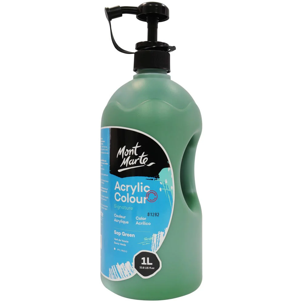 Acrylic Colour Signature 1L Bottle with Pump - Sap Green - Image 2