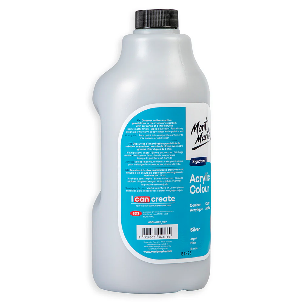 Acrylic Colour Signature 1L Bottle with Pump - Silver - Image 3