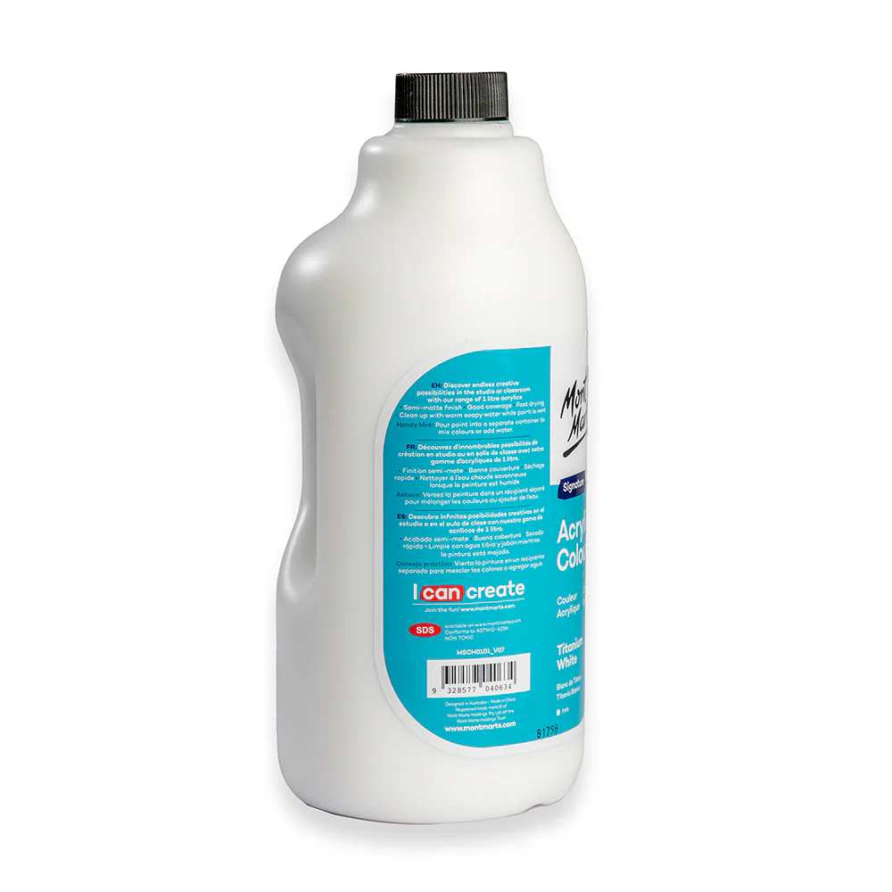 Acrylic Colour Signature 1L Bottle with Pump - Titanium White - Image 4