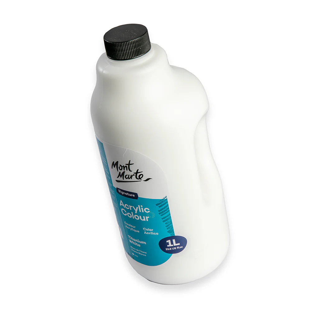 Acrylic Colour Signature 1L Bottle with Pump - Titanium White - Image 5