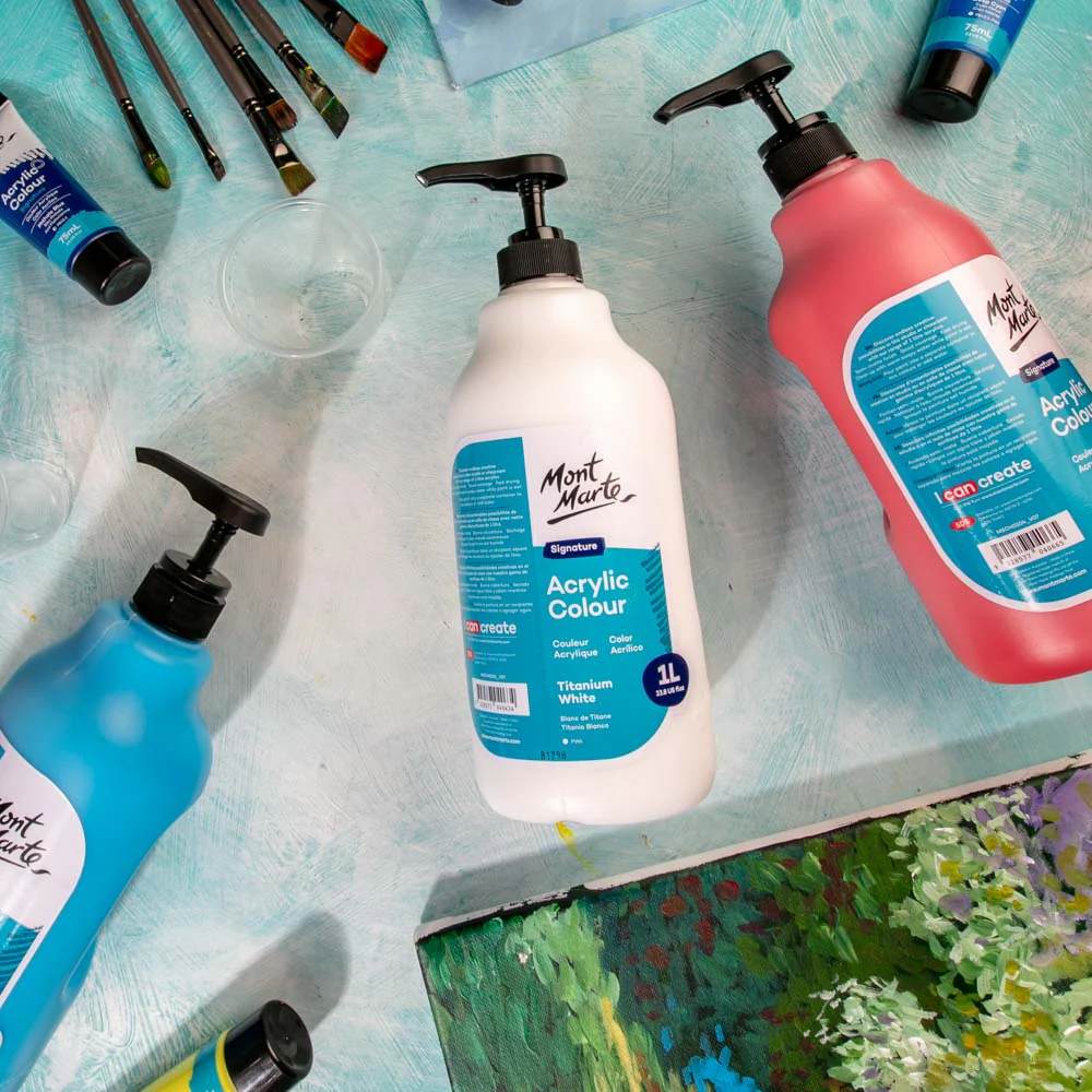 Acrylic Colour Signature 1L Bottle with Pump - Titanium White - Image 9