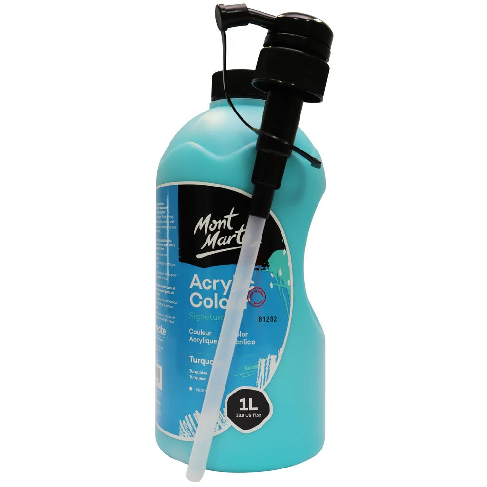 Acrylic Colour Signature 1L Bottle with Pump - Turquoise
