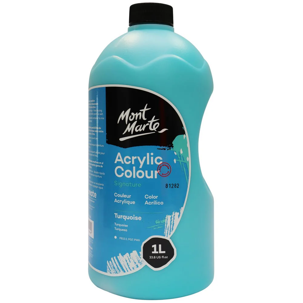 Acrylic Colour Signature 1L Bottle with Pump - Turquoise - Image 3