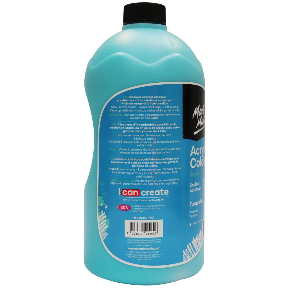 Acrylic Colour Signature 1L Bottle with Pump - Turquoise - Image 4