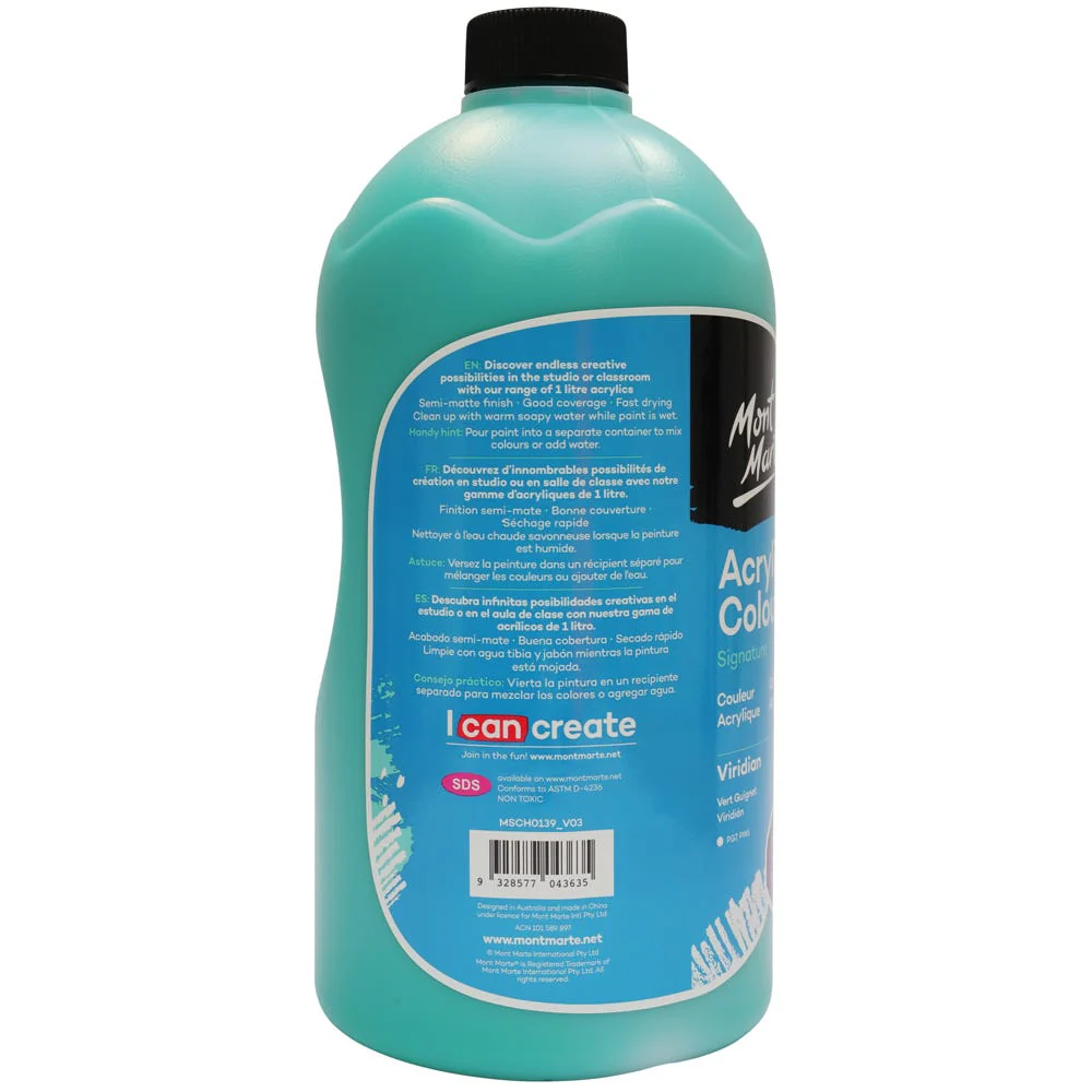 Acrylic Colour Signature 1L Bottle with Pump - Viridian - Image 3