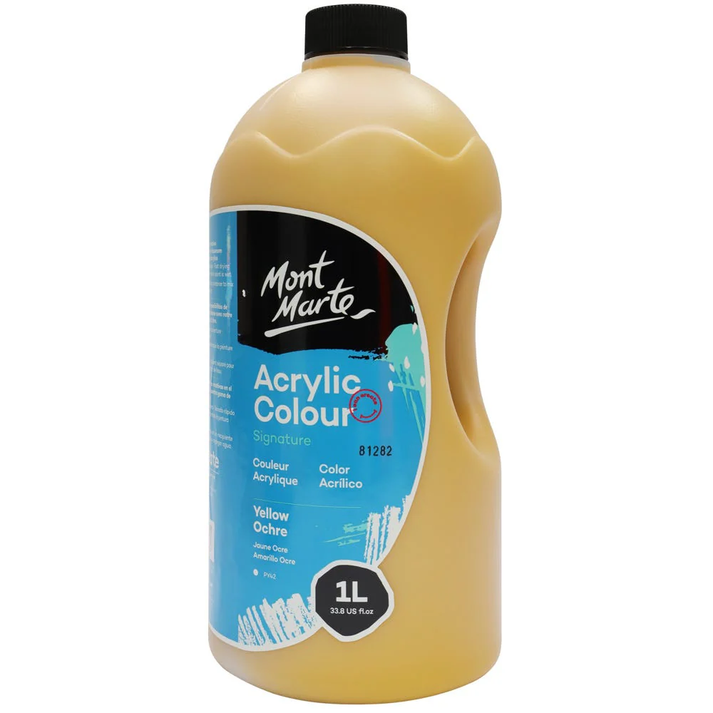 Acrylic Colour Signature 1L Bottle with Pump - Yellow Ochre - Image 3