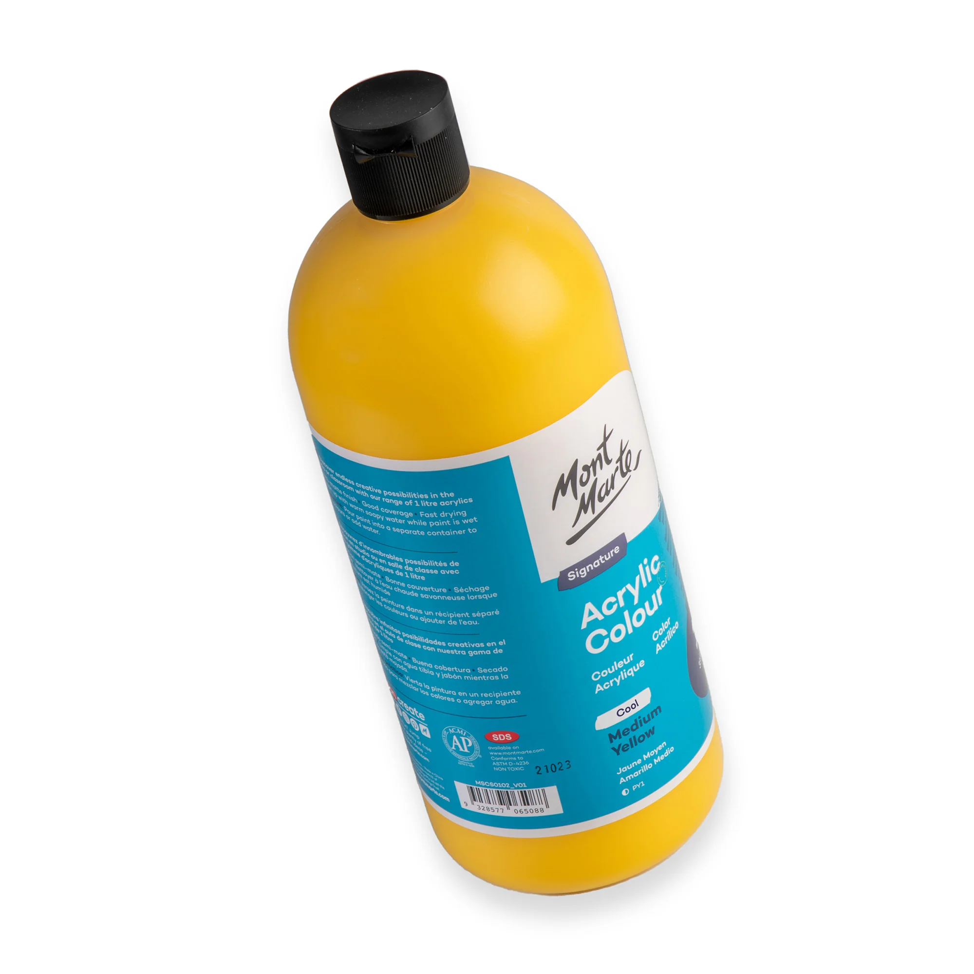 Acrylic Colour Signature 1L Squeeze Bottle - Medium Yellow - Image 3