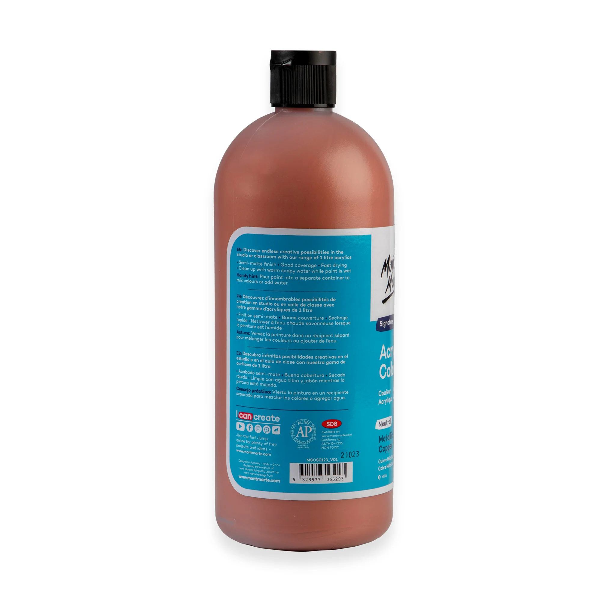Acrylic Colour Signature 1L Squeeze Bottle - Metallic Copper - Image 2