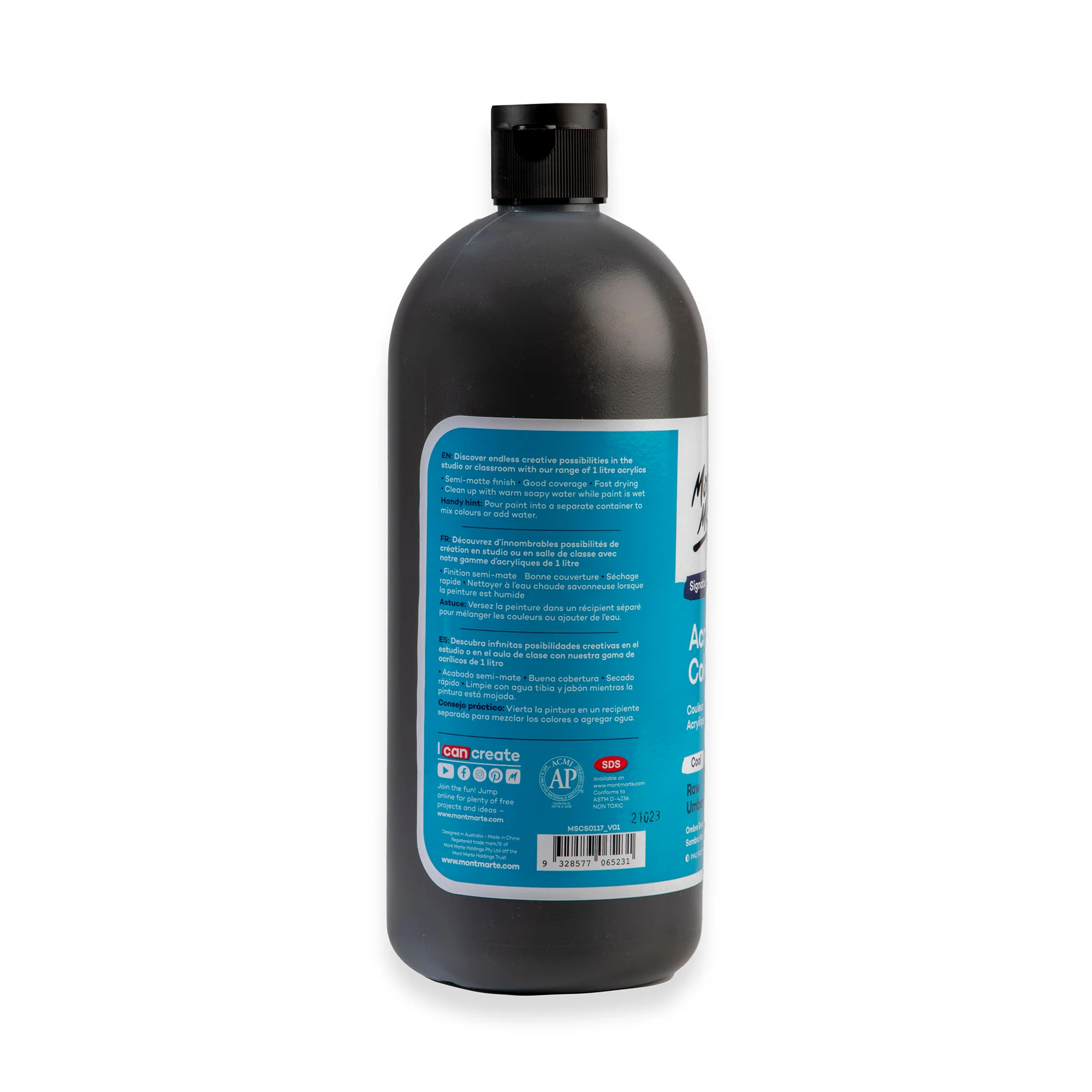 Acrylic Colour Signature 1L Squeeze Bottle - Raw Umber - Image 2