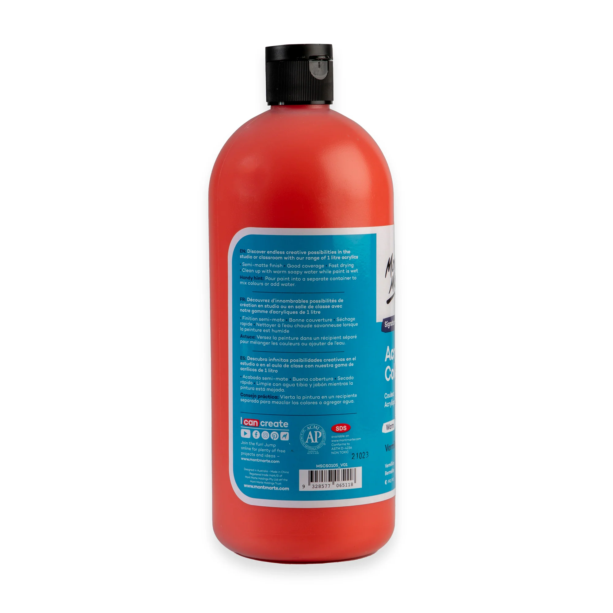 Acrylic Colour Signature 1L Squeeze Bottle - Vermillion - Image 2
