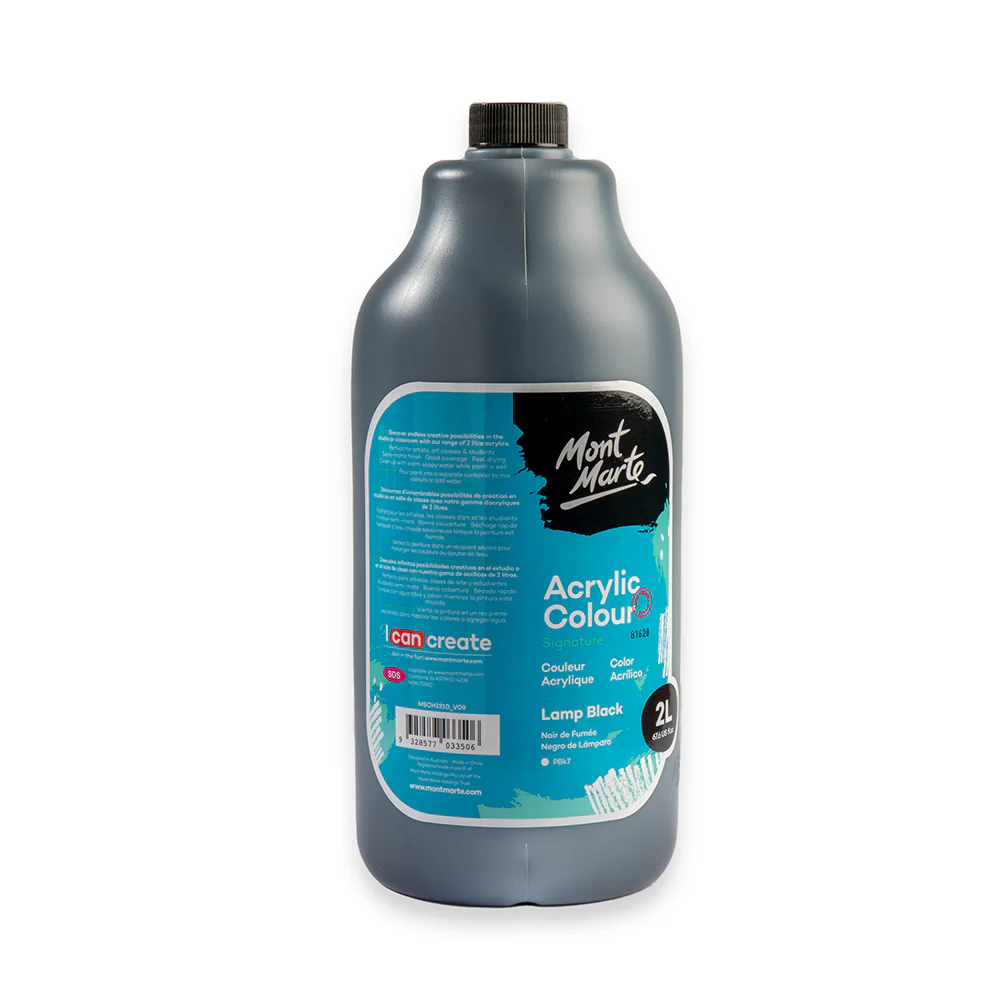 Acrylic Colour Paint Signature 2L Bottle with Pump - Lamp Black - Image 3