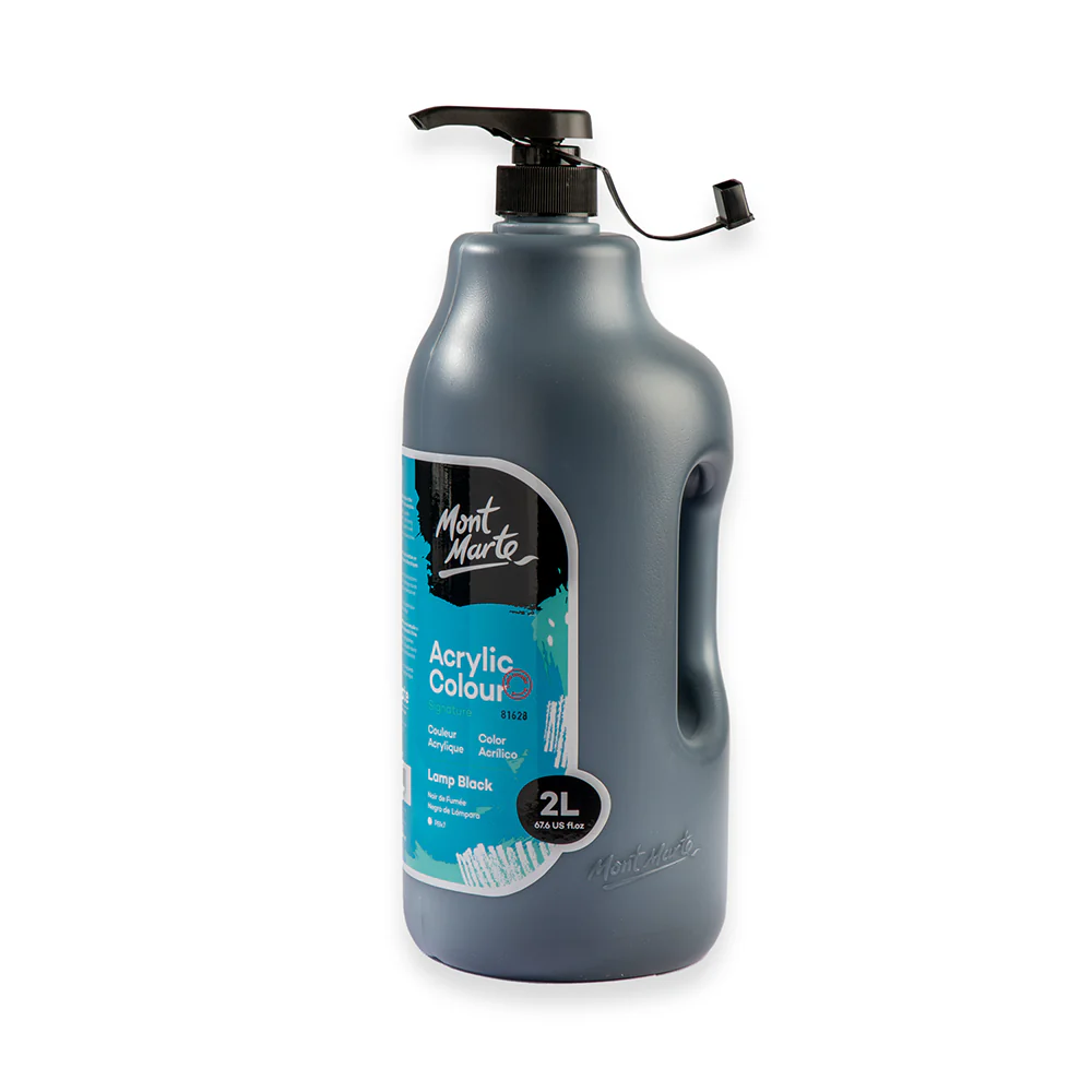 Acrylic Colour Paint Signature 2L Bottle with Pump - Lamp Black - Image 4