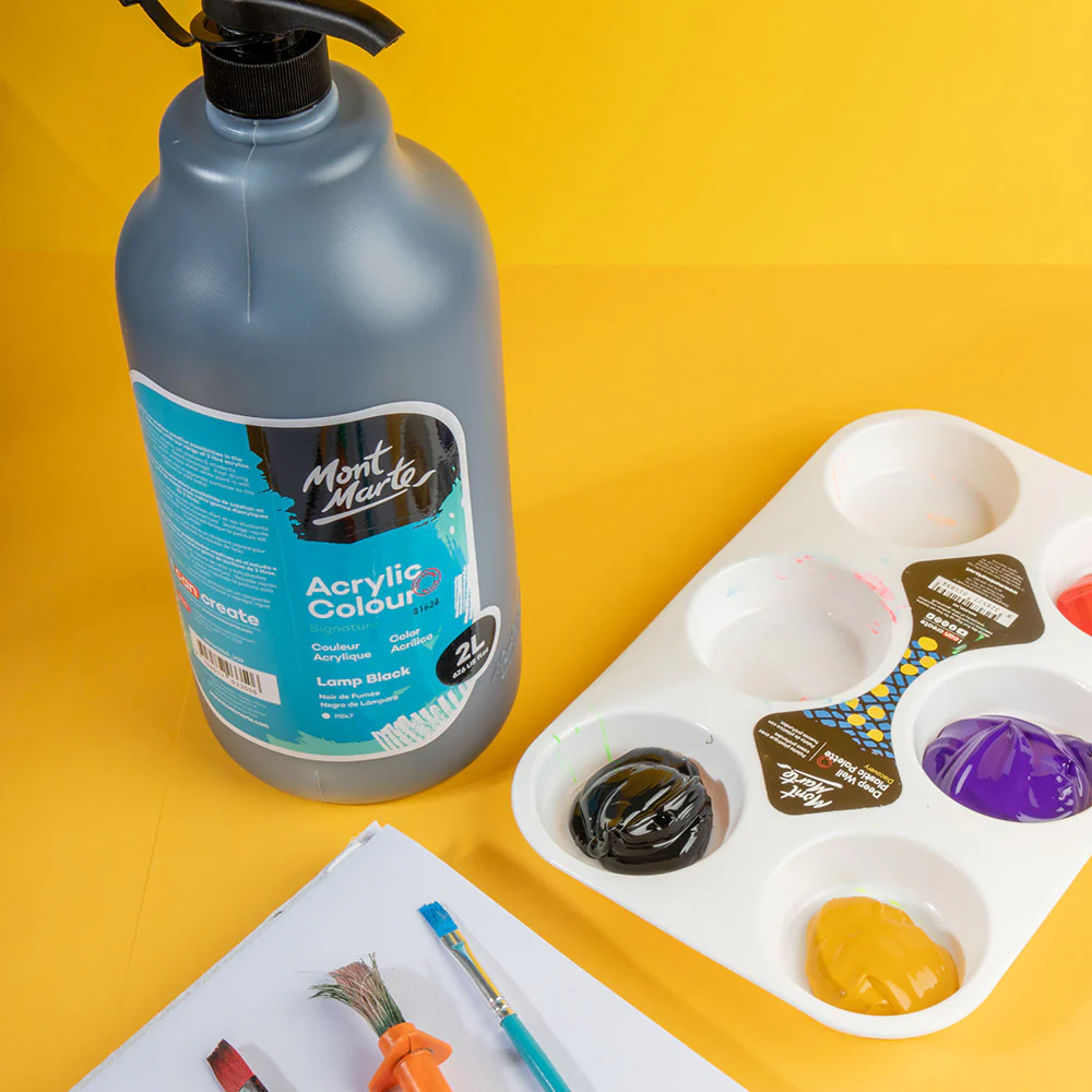 Acrylic Colour Paint Signature 2L Bottle with Pump - Lamp Black - Image 6