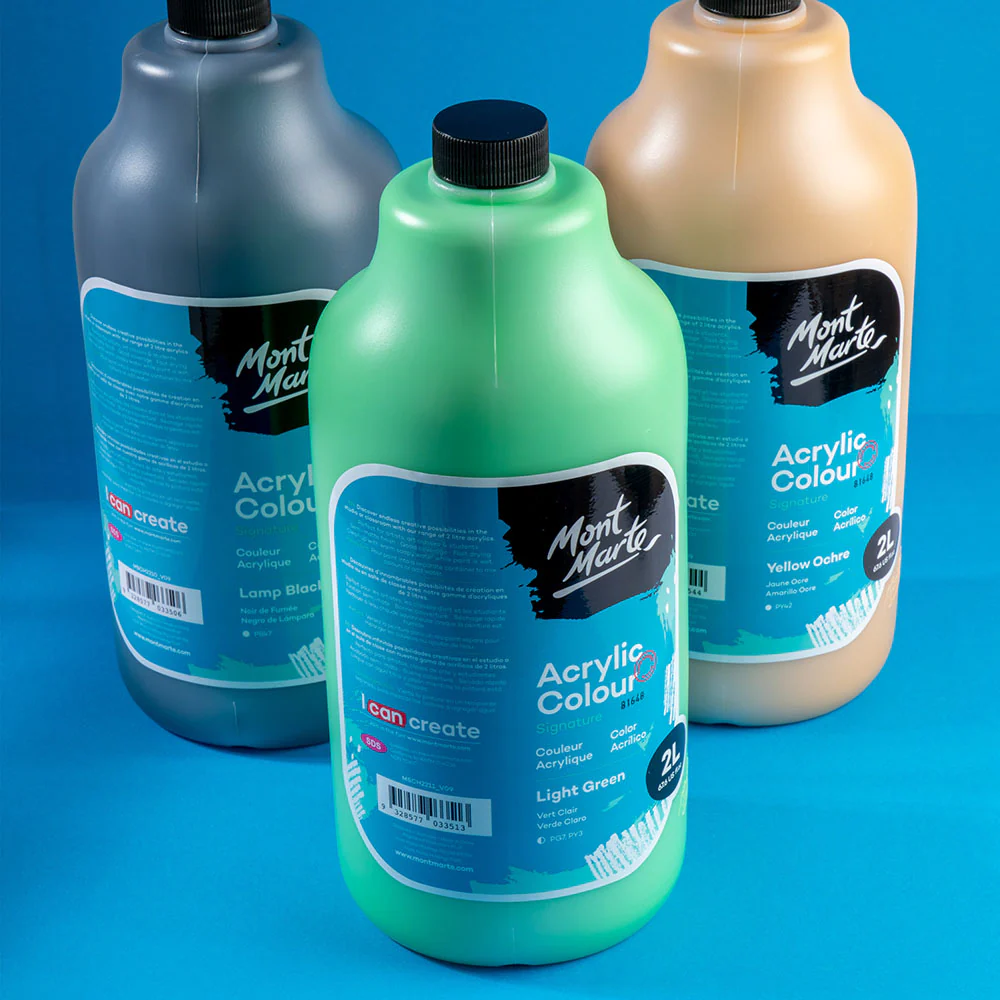 Acrylic Colour Paint Signature 2L Bottle with Pump - Lamp Black - Image 8