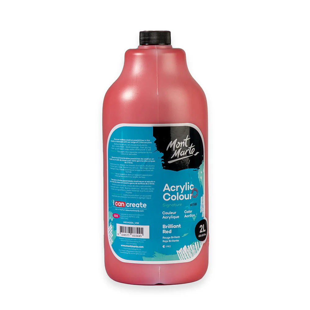 Acrylic Colour Paint Signature 2L Bottle with Pump – Brilliant Red - Image 3