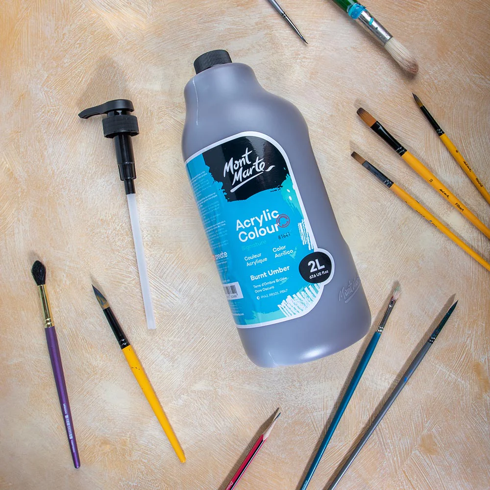 Acrylic Colour Paint Signature 2L Bottle with Pump – Burnt Umber - Image 7