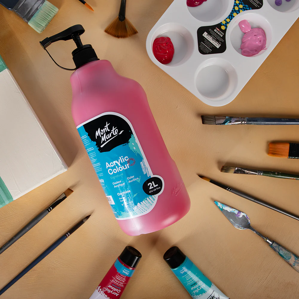 Acrylic Colour Paint Signature 2L Bottle with Pump – Carmine - Image 10