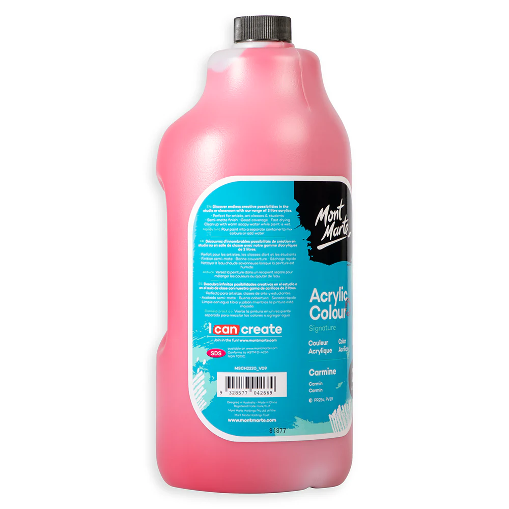Acrylic Colour Paint Signature 2L Bottle with Pump – Carmine - Image 3