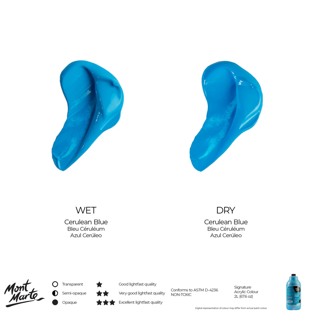 Acrylic Colour Paint Signature 2L Bottle with Pump – Cerulean Blue - Image 10