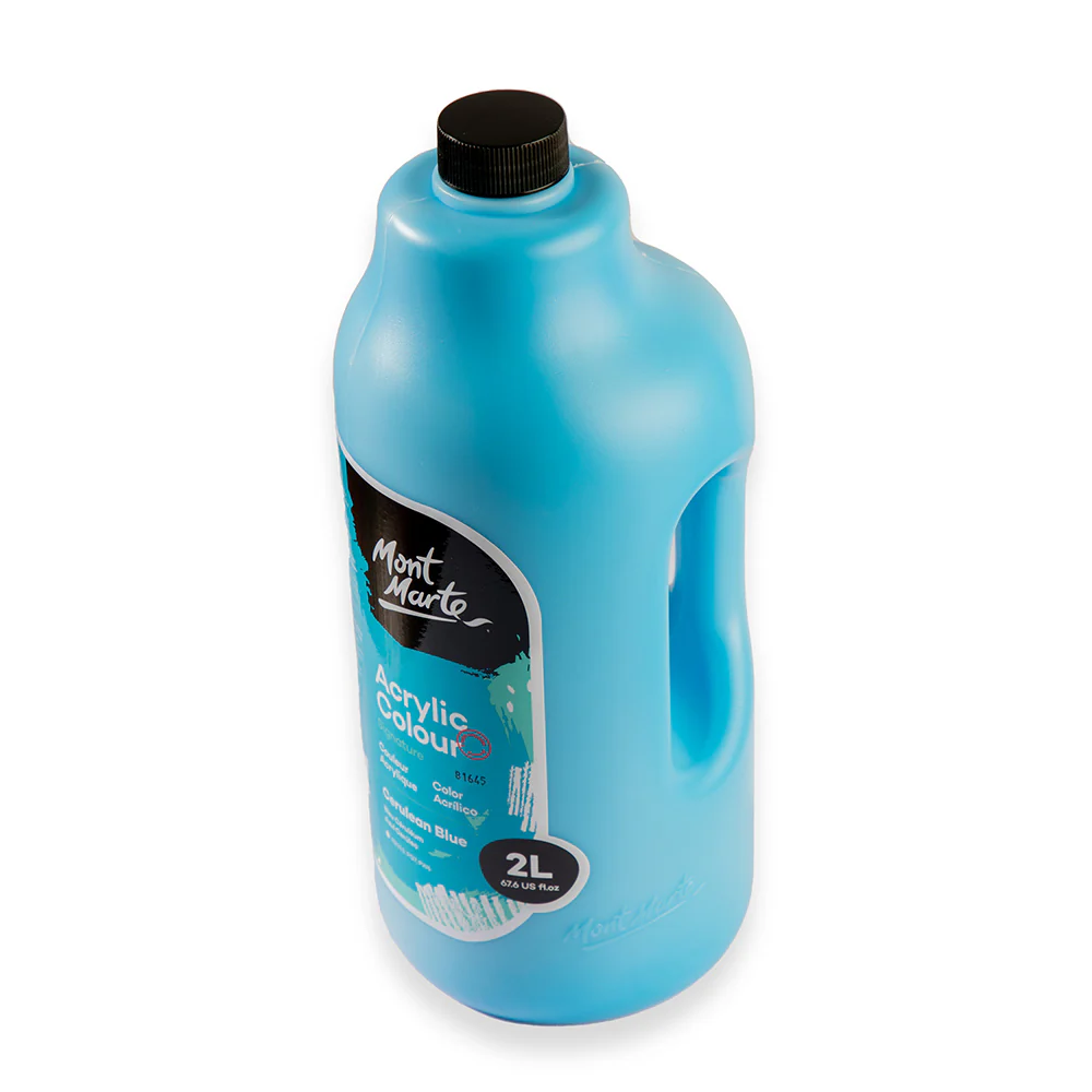 Acrylic Colour Paint Signature 2L Bottle with Pump – Cerulean Blue - Image 4