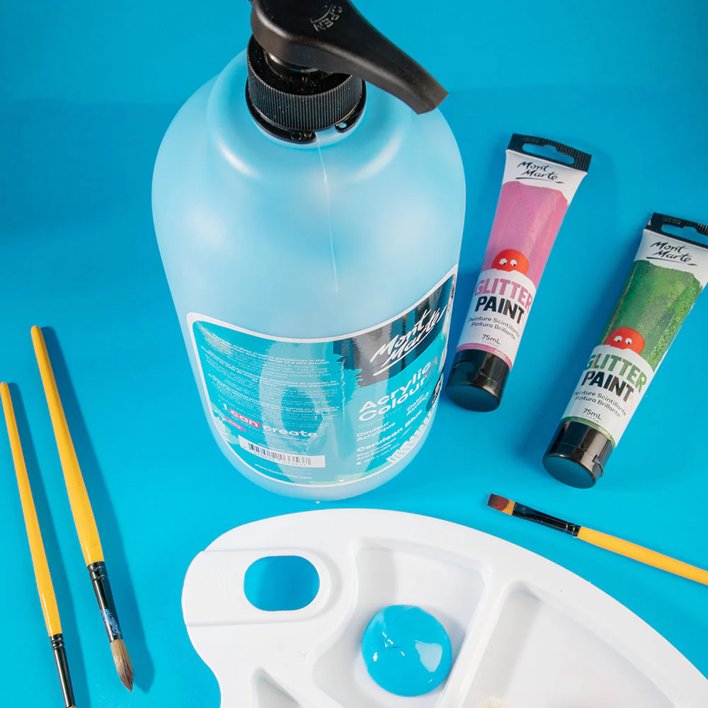 Acrylic Colour Paint Signature 2L Bottle with Pump – Cerulean Blue - Image 6