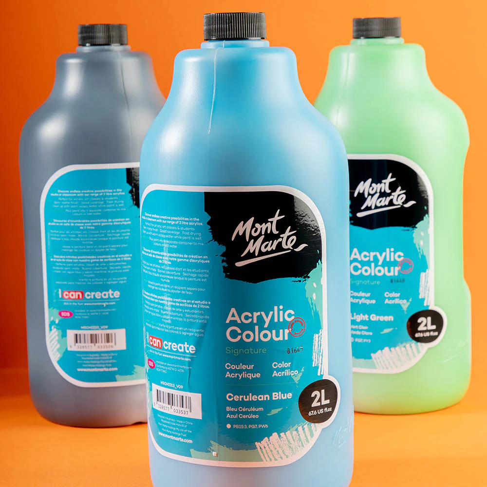 Acrylic Colour Paint Signature 2L Bottle with Pump – Cerulean Blue - Image 9