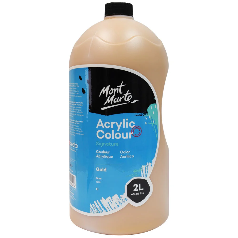 Acrylic Colour Paint Signature 2L Bottle with Pump – Gold - Image 2