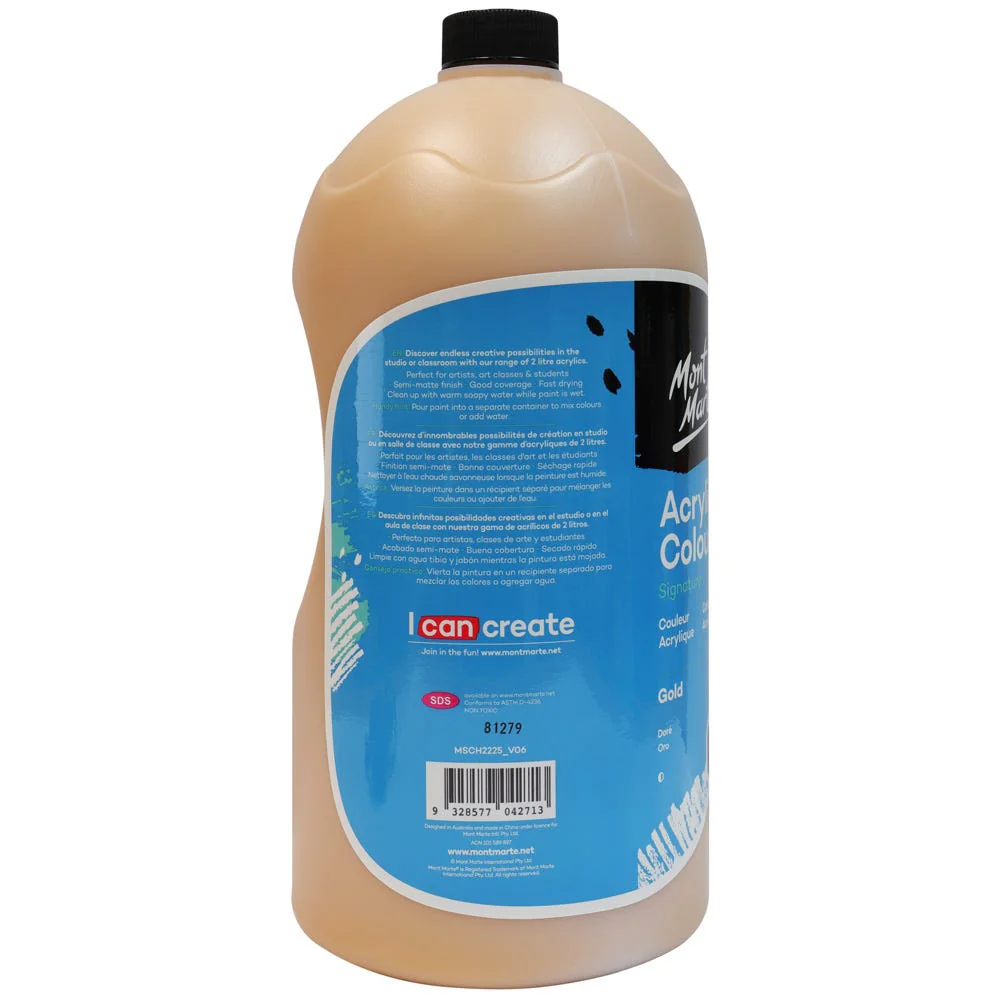 Acrylic Colour Paint Signature 2L Bottle with Pump – Gold - Image 3