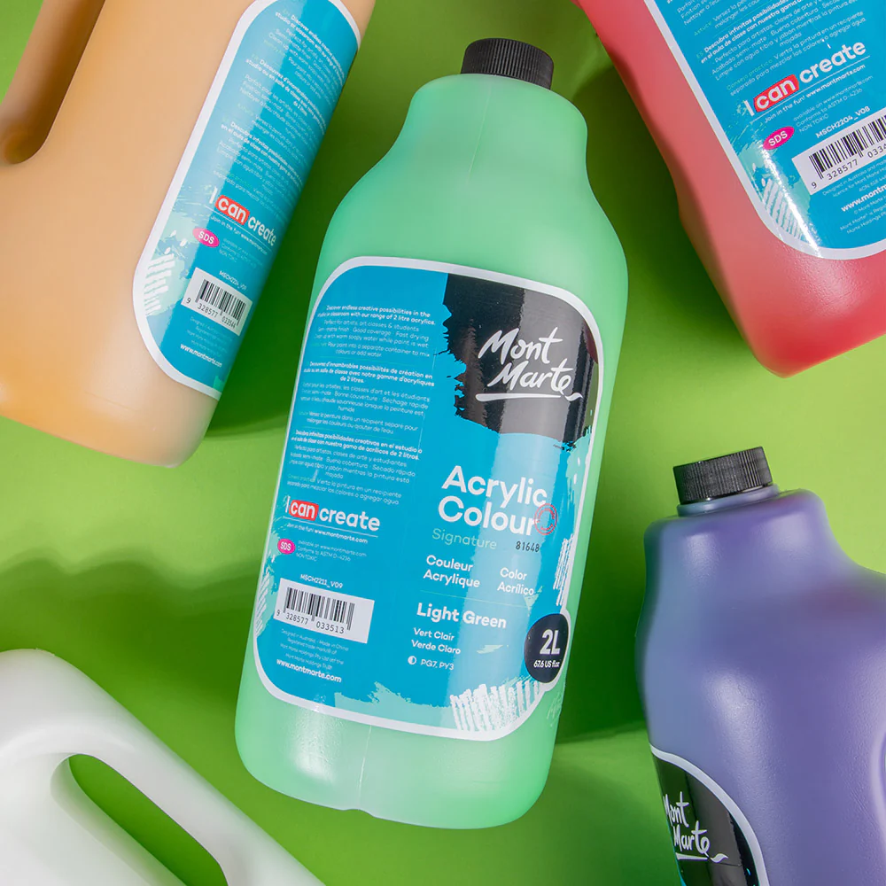 Acrylic Colour Paint Signature 2L Bottle with Pump – Light Green - Image 7