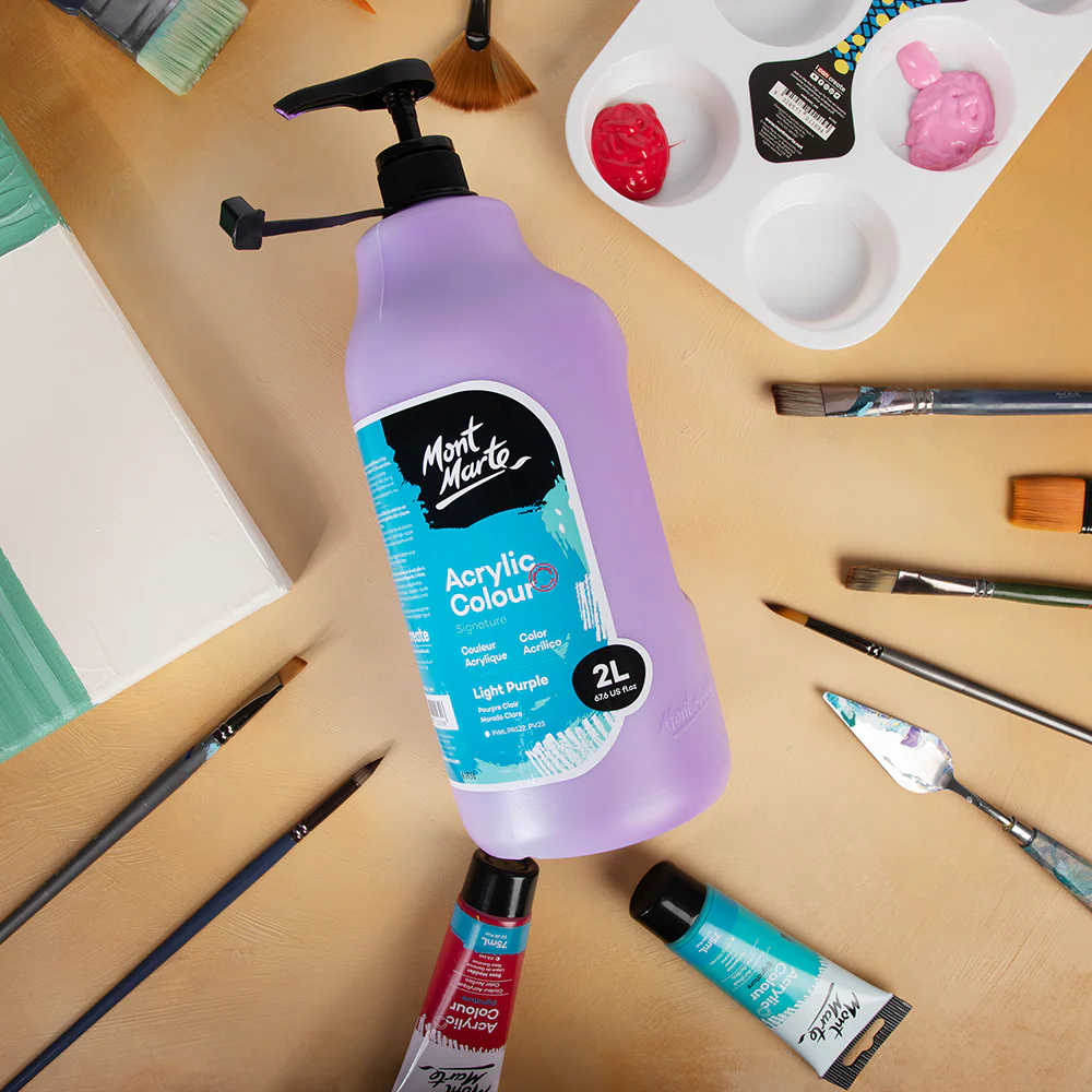 Acrylic Colour Paint Signature 2L Bottle with Pump – Light Purple - Image 10