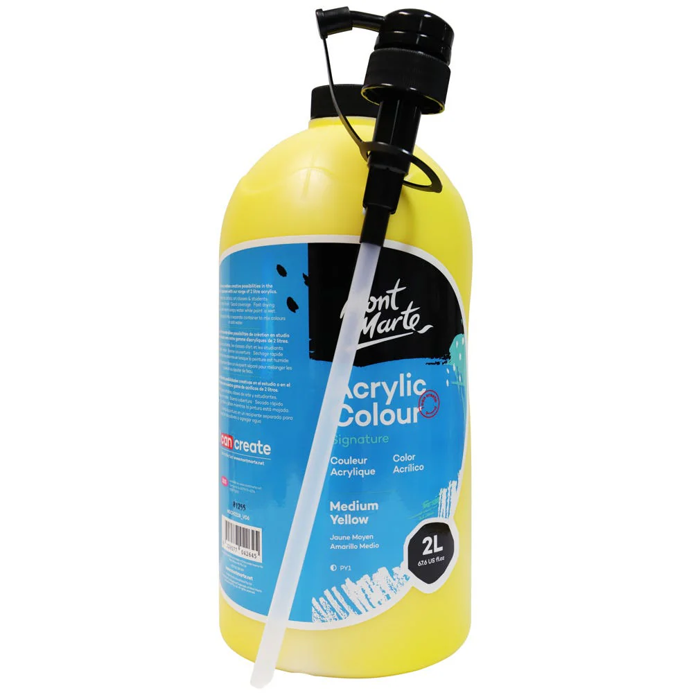 Acrylic Colour Paint Signature 2L Bottle with Pump – Medium Yellow