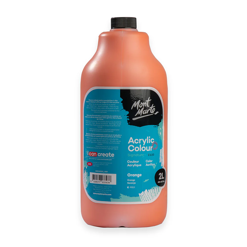 Acrylic Colour Paint Signature 2L Bottle with Pump – Orange - Image 6